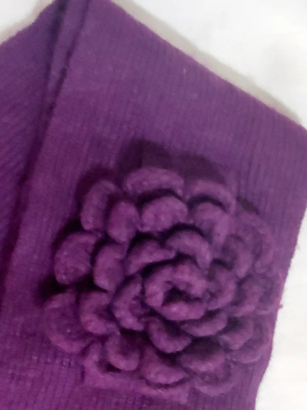 Purple Knitted Flower Beanie and Scarf Set